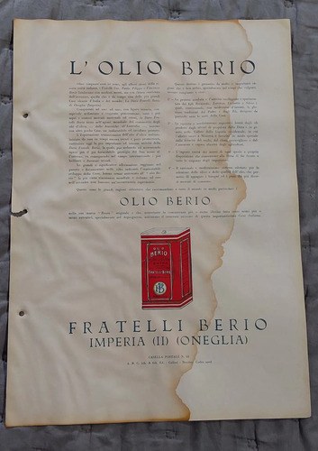 Grabado Impr. Aceite Berio Oliva Italy 1924 Consultar Stock