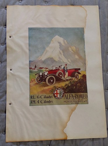 Grabado Impresión Alfa Romeo 1924 Consultar Stock