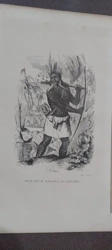 Grabado Indio Traje Guerrero 1845 G. Freres Edit Paris 1800 - 3
