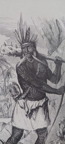 Grabado Indio Traje Guerrero 1845 G. Freres Edit Paris 1800 - 5