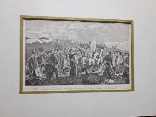 Grabado Juramento 33 Orientales Año 1895 Consultar Stock Blanco Y Negro (grabado) Verde Oliva (bordu