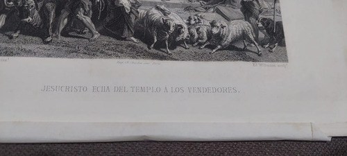 Grabado Original Antiguo 1869 Jesucristo Echa Del Templo - 3