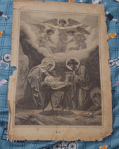 Grabado Viejo Niño Jesús Maria Y Jose N4 Consultar Stock