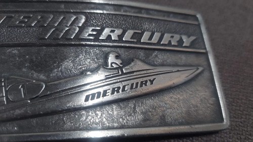 Hebilla Cinturon Lancha Team Mercury 1976 Consultar Stock Plateado Liso 1111
