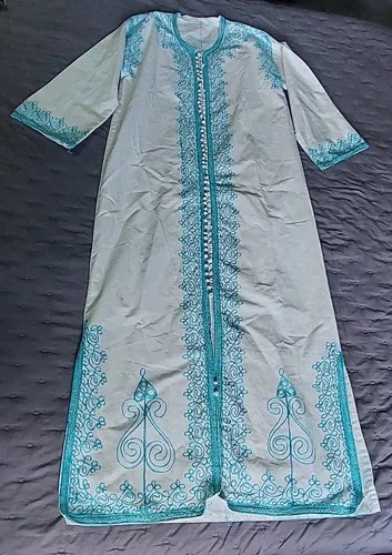 Kaftan Tunica Blanco Bordado Algodon Consultar Stock Blanco Uni