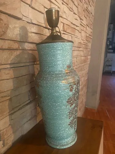 Lampara Vieja Ceramica Singlesa Crown Devon Consultar Stock Turquesa Con Detalles Dorados - 6