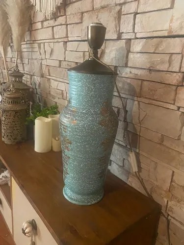 Lampara Vieja Ceramica Singlesa Crown Devon Consultar Stock Turquesa Con Detalles Dorados - 7