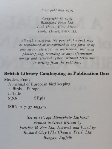 Libro Manual Of European Bird Keeping Consultar Stock - 4