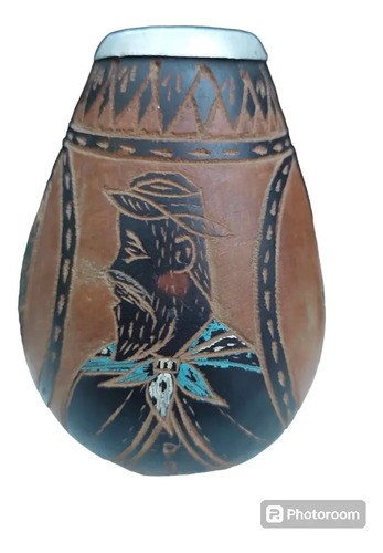 Mate Argentina Policromado Consultar Stock Marrón Tallado - 2