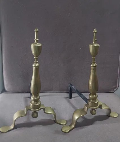 Morillos Chimenea Franceses Bronce Viejos Consultar Stock Dorado Oscuro