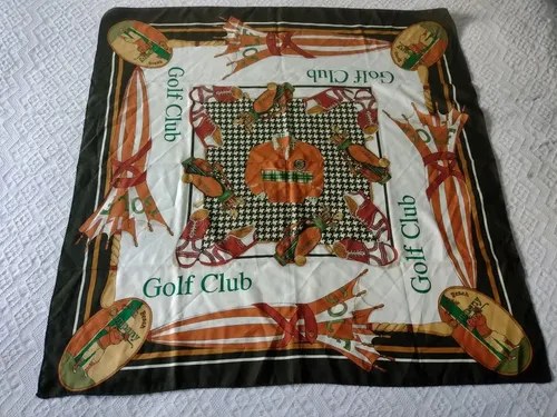 Pañuelo Grande Motivo Golf Tonos Marrón Verde Consultar Stoc Marrón