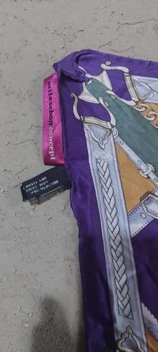 Pañuelo Grande Seda Mila Schon Violeta Consultar Stock Negro Rayas Unico - 5