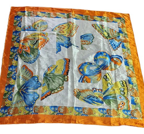 Pañuelo Vientage Mariposas Naranja Consultar Sto Azul Rayas Único