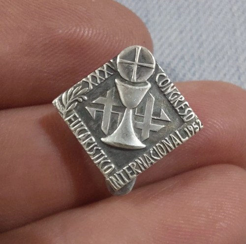 Pin Solapa Cong. Eucarístico Inter. Barcelona 1952 Plateado - 3