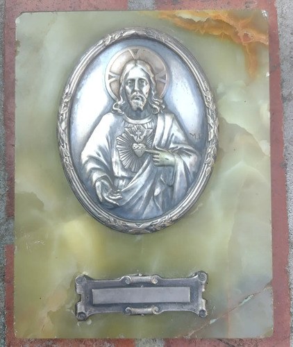 Placa Jesús Metal Firmado Iniciales M.f Onix Consultar Stock Plateado