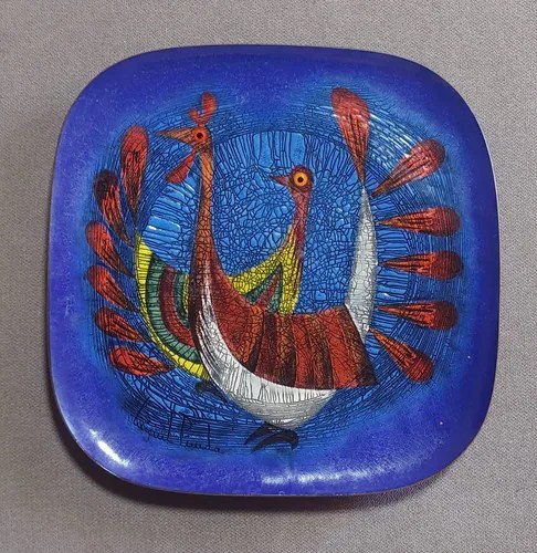 Plato Esmaltado Miguel Pineda Mexico Art Consultar Stock Azul