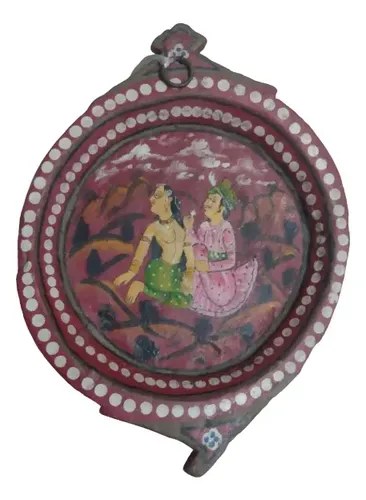 Plato Madera Krishna Radha Policromado Indiaconsultar Stock Multicolor Hindú