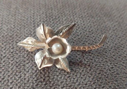 Prendedor Broche Plata 925 Flor Consultar Stock Plateado