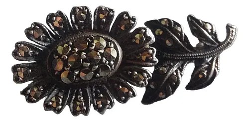 Prendedor Broche Plata 935 Flor Consultar Stock Plateado