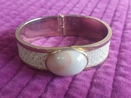 Pulsera Brazalete Agatha Y Cuero Dorada Consultar Stock Dorado 1 Cm