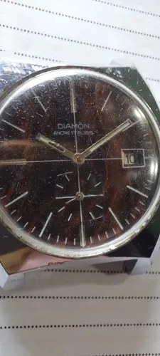 Reloj Pulsera Diamon Cuerda Años 70 Consultar Stock Azul Marino Plateado Marrón Oscuro - 4