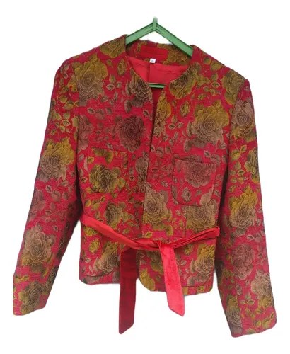Saco Flores Graciela Naum Rojizo Tall Chico Consultar Stock Rojo L Pero Es Chiquito