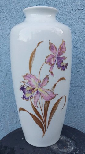 Vaso Florero Porcelana Kaiser Flores Art Nou Consultar Stock Blanca