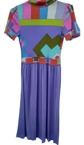 Vestido Vintage Emilio Pucci Orig Diseño Consultar Stock Rosa Chicle Geométrico Uni