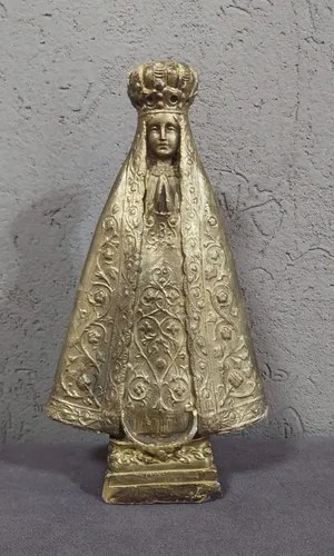 Vieja Figura Virgen Lujan Yeso Dorada Consultar Stock Dorado Oscuro