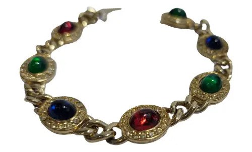 Vieja Pulsera Dorada Vidrios Colores Consultar Stock Dorado 28221.9 Cm 45.72 Cm - 2