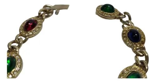 Vieja Pulsera Dorada Vidrios Colores Consultar Stock Dorado 28221.9 Cm 45.72 Cm - 3
