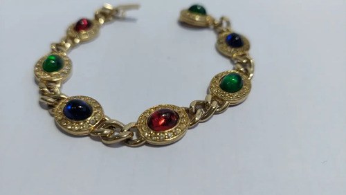 Vieja Pulsera Dorada Vidrios Colores Consultar Stock Dorado 28221.9 Cm 45.72 Cm - 7