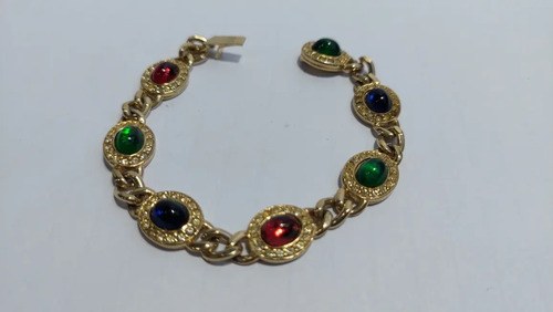 Vieja Pulsera Dorada Vidrios Colores Consultar Stock Dorado 28221.9 Cm 45.72 Cm - 8