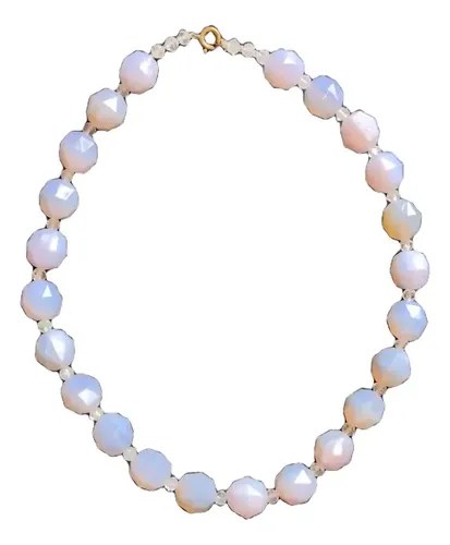 Viejo Collar Opalina Facetado Celeste Consultar Stock Celeste