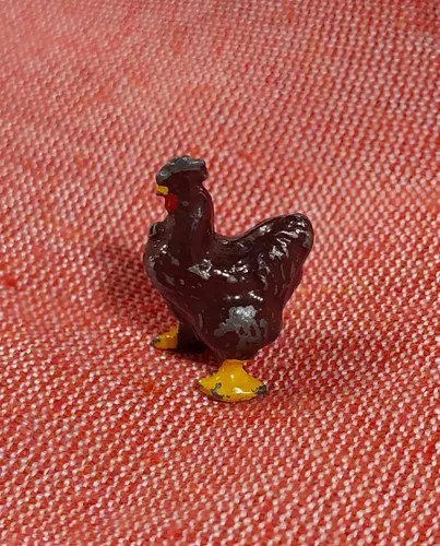Viejo Gallo Plomo Juguete Miniatura Vieja Consultar Stock Marrón