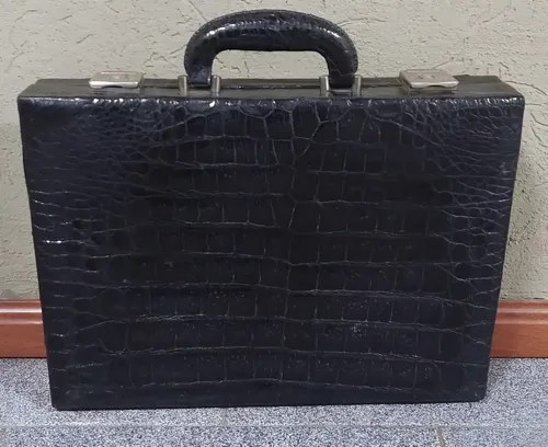 Viejo Maletin Cuero Negro Consultar Stock Negro