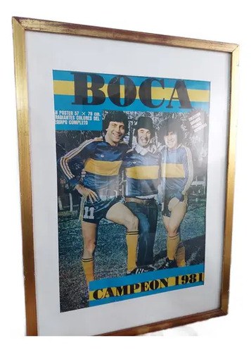 Viejo Poster Boca Campeon 81 Maradona Enmarcado Consuktar St