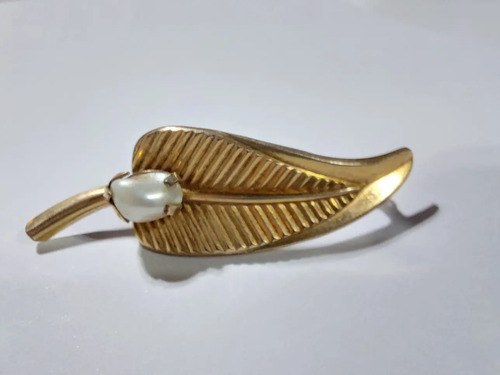 Viejo Prendedor Dorado Perla Rio Floralia Consultar Stock Dorado