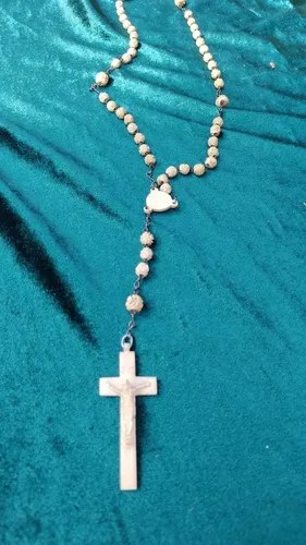 Viejo Rosario Crucifijo Tallado En Hueso Consultar Stock Beige
