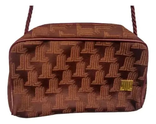 Vinatge Cartera Monograma Bordo Lanvin Orig Consultar Stock Bordó Rayas Oro Marrón - 2