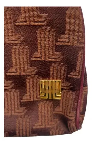 Vinatge Cartera Monograma Bordo Lanvin Orig Consultar Stock Bordó Rayas Oro Marrón - 3