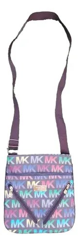 Vinatge Morral Colorido Mk Michael Korn Consultar Stock Marrón Rayas Oro