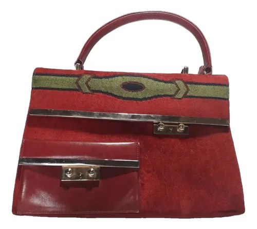 Vintage Cartera Cesar Piccini Art Deco Italia Consultar Stoc Negro Liso Marrón