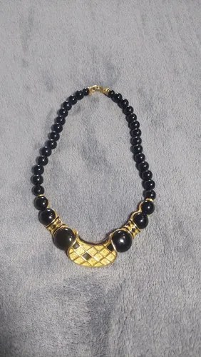 Vintage Collar Balenciaga Esmalte Negro Consultar Stock Negro