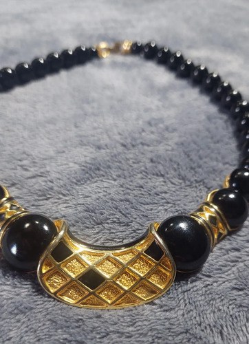 Vintage Collar Balenciaga Esmalte Negro Consultar Stock Negro - 5
