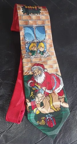 Vintage Corbata Rara Papa Noel Pasco Seda Consultar Stock Rojo Papá Noel 281.9 Cm