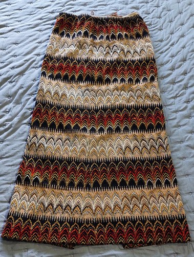 Vintage Pollera Larga Bordada Lana Tonos Ma Consultar Stock Marrón Claro Diseño M