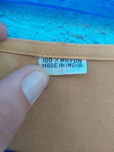 Vintage Vestido India Bordado Marrón Consultar Stock Marrón Claro Liso L - 4