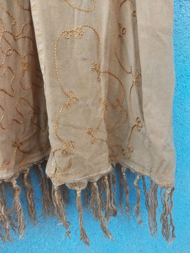 Vintage Vestido India Bordado Marrón Consultar Stock Marrón Claro Liso L - 5