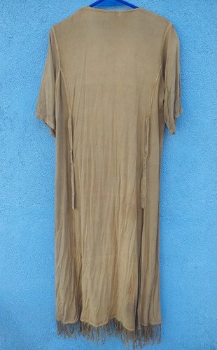 Vintage Vestido India Bordado Marrón Consultar Stock Marrón Claro Liso L - 6